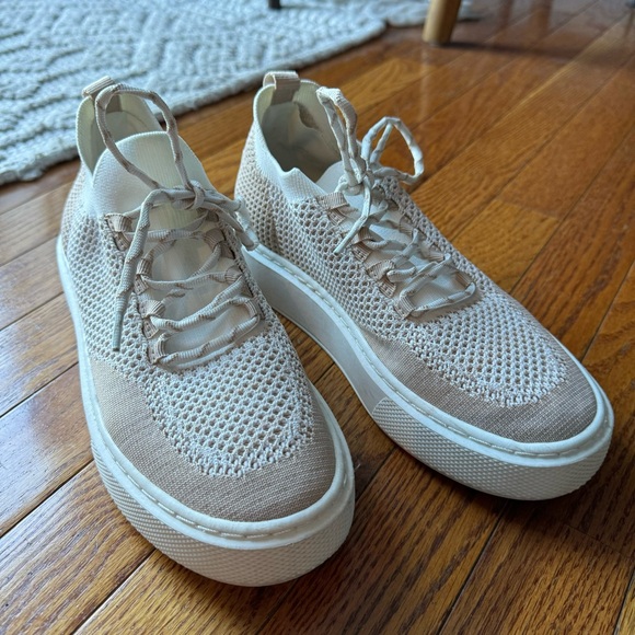 J Slides NYC white/nude Duchess lace-up knitted sneakers - Picture 11 of 14